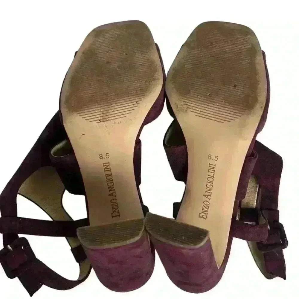 Enzo Angiolini‎ Women's Trudy Sandal Purple Strappy Block Heels 8.5